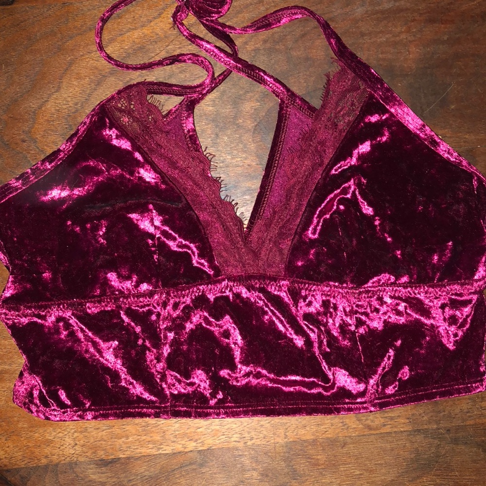 Red velvet bralette from Aerie